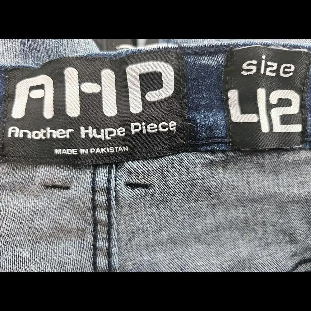 AHP Another Hype Piece Distressed Blue Denim Jeans Y2K Skater HipHop‎  42x34